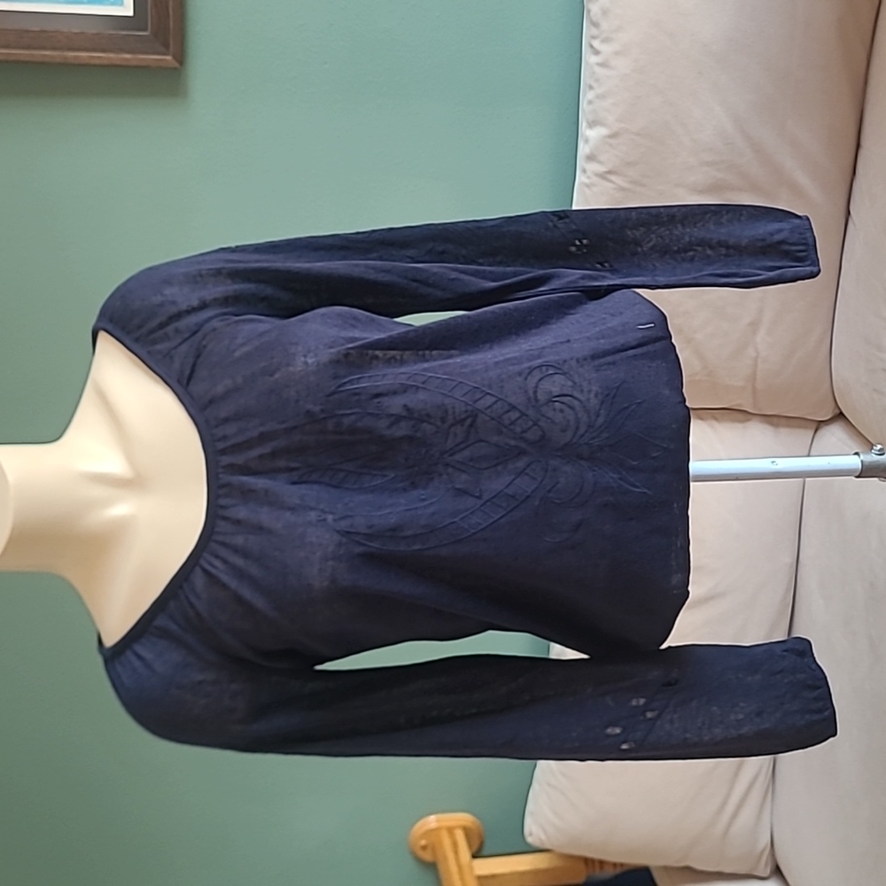 Maurices Sheer Blue Long SleeveD Blouse